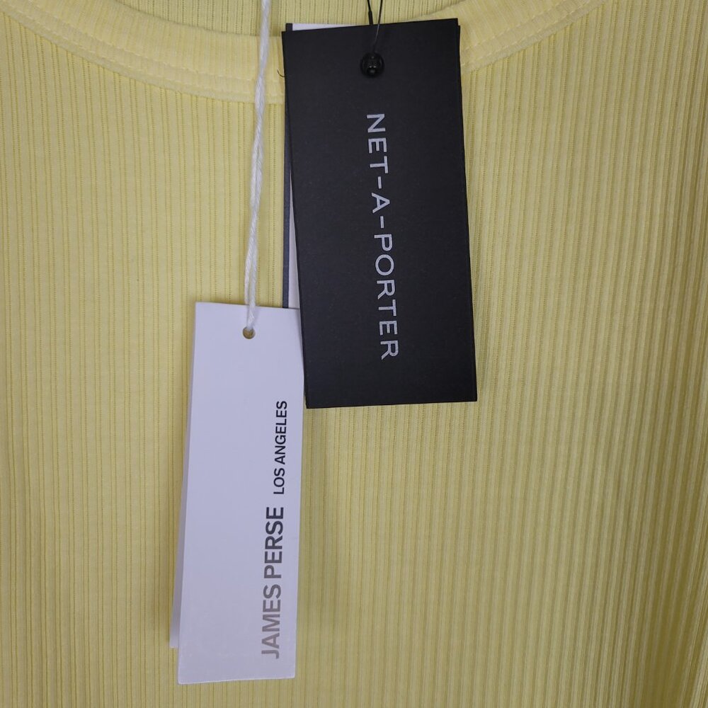 James Perse Size 4 Ribbed Tank Top Cami Cotton Lycra Yellow NWT - Picture 10 of 12